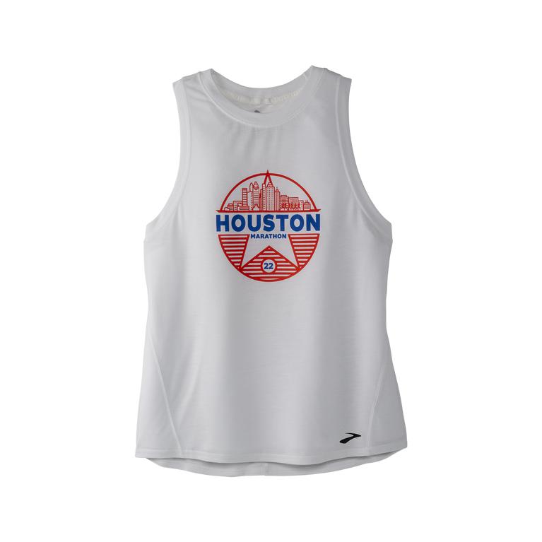 Brooks Houston22 Distance Graphic Running Tank Top - Women's - White/26.2 Star (68250-NIVF)